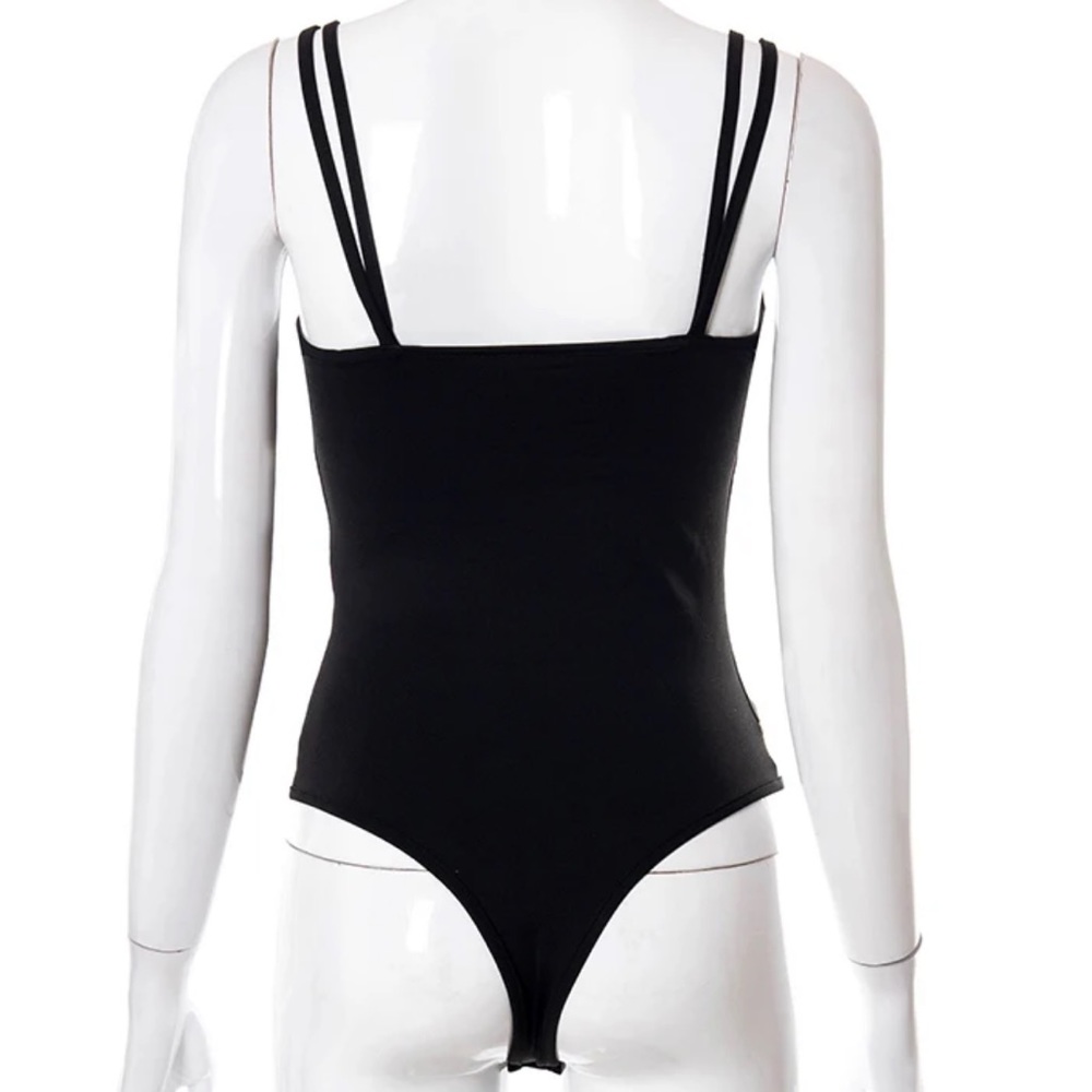 5⭐️CASA B| Delilah Sexy Sheer Mesh Nude & Black Cut- Out Patchwork Bodysuit - Picture 7 of 11